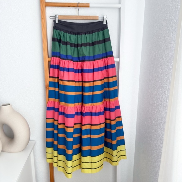 Staud Formentera Stripe Sea Maxi Skirt Colorblock Stripes - Picture 3 of 11